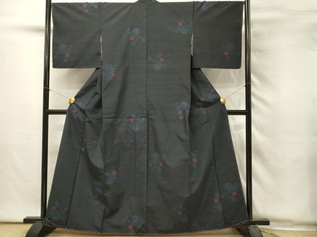 平和屋着物■上質な紬 花籠文 正絹 逸品 未使用 DABH2937qp