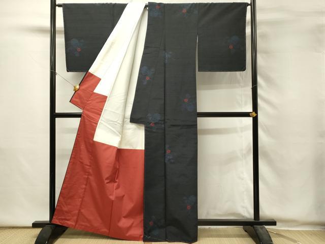 平和屋着物■上質な紬 花籠文 正絹 逸品 未使用 DABH2937qp
