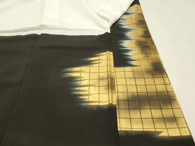 平和屋着物■豪華黒留袖 風景樹林文 暈し染め 金彩 正絹 逸品 DABH2945qp
