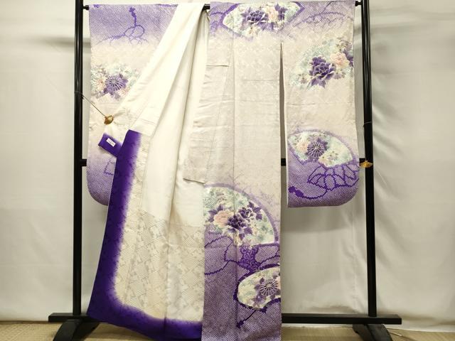 平和屋着物■豪華振袖 駒刺繍 絞り 地紙花文 牡丹 暈し染め 銀彩 やまと誂製 正絹 逸品 DABH2952qp