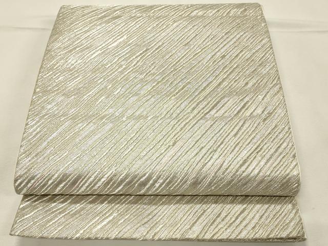 平和屋着物◎六通柄袋帯 斜線文 銀糸 正絹 逸品 DABH2963qp