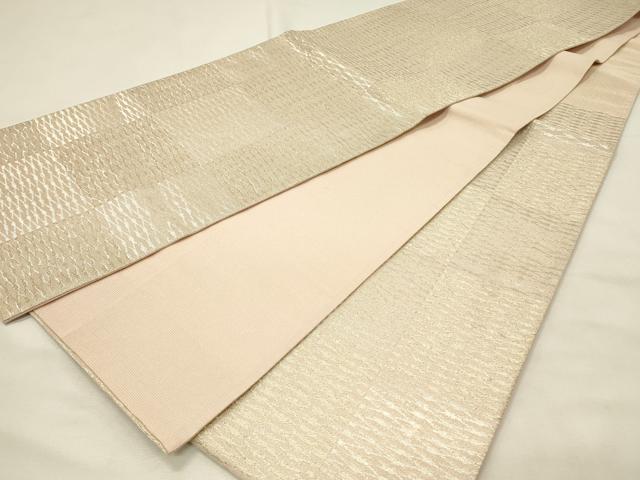 平和屋着物◎六通柄袋帯 変わり市松 金銀糸 正絹 逸品 DABH2968qp