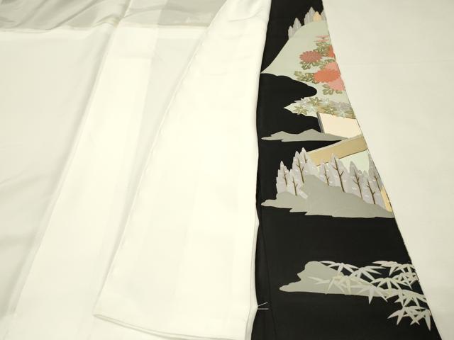 平和屋着物■豪華黒留袖 友禅 作家物 風景花松文 正絹 逸品 未使用 DABH3016qp