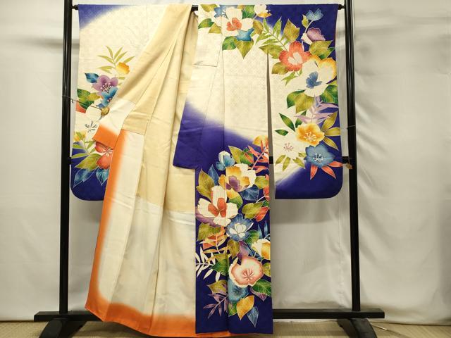 平和屋着物■豪華振袖 駒刺繍 草花文 暈し染め 金彩 正絹 逸品 DABH3051qp