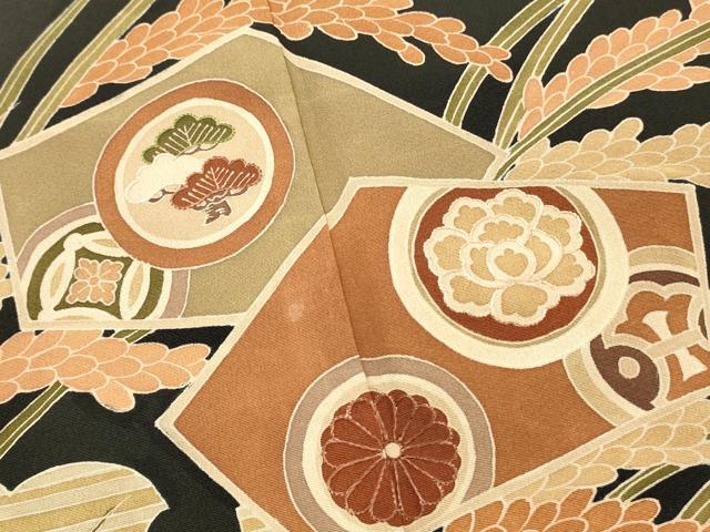 平和屋着物■豪華黒留袖 刺繍 雪輪花文 絵馬 正絹 逸品 DABH3057qp