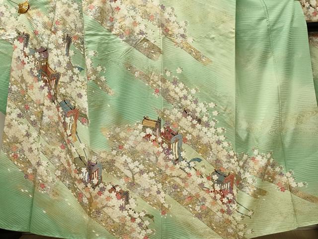 平和屋着物■豪華振袖 駒刺繍 御所車花文 暈し染め 金銀彩 正絹 逸品 DABH3063qp