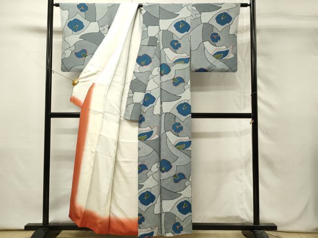 平和屋着物■上質な小紋 抽象花文 正絹 逸品 DABH3090qp