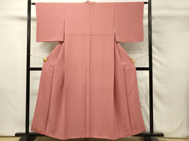 平和屋着物■上質な色無地 甚三紅色 正絹 逸品 DABH3091qp