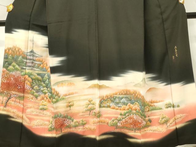 平和屋着物■豪華黒留袖 作家物 飛鳥の里 暈し染め 金彩 正絹 逸品 DABH3107qp