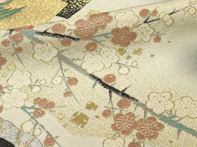 平和屋着物■豪華黒留袖 作家物 寿光織 地紙花文 枝梅 暈し染め 金銀糸 正絹 逸品 DABH3114qp