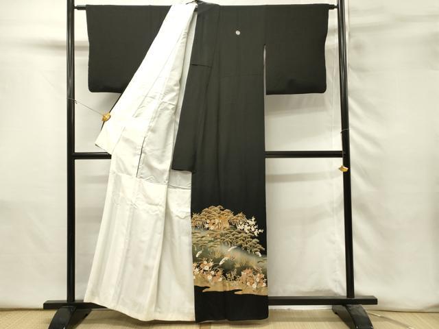 平和屋着物■豪華黒留袖 駒刺繍 御所車花松文 暈し染め 金彩 正絹 逸品 DABH3149qp