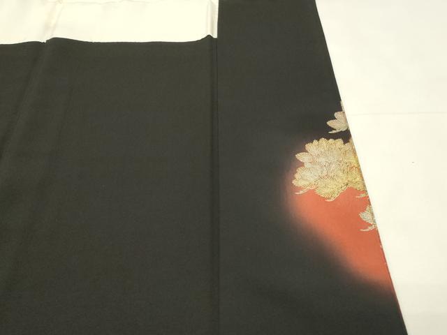平和屋着物■豪華黒留袖 飛鶴浜松文 暈し染め 金銀彩 正絹 逸品 DABH3163qp