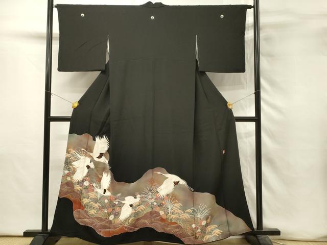平和屋着物■豪華黒留袖 作家物 刺繍 飛鶴花文 暈し染め 金彩 正絹 逸品 DABH3165qp