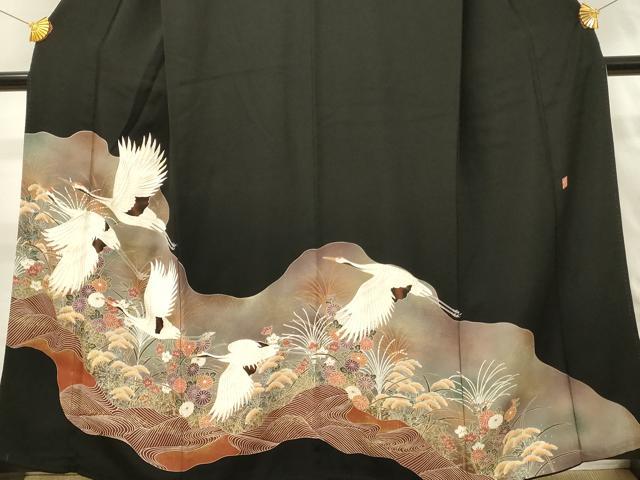 平和屋着物■豪華黒留袖 作家物 刺繍 飛鶴花文 暈し染め 金彩 正絹 逸品 DABH3165qp