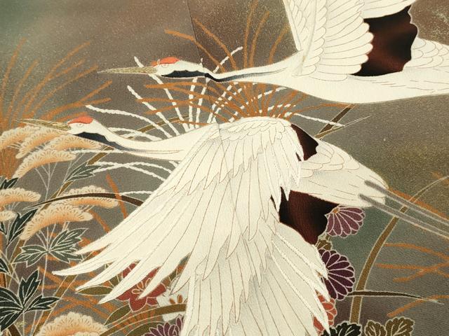 平和屋着物■豪華黒留袖 作家物 刺繍 飛鶴花文 暈し染め 金彩 正絹 逸品 DABH3165qp