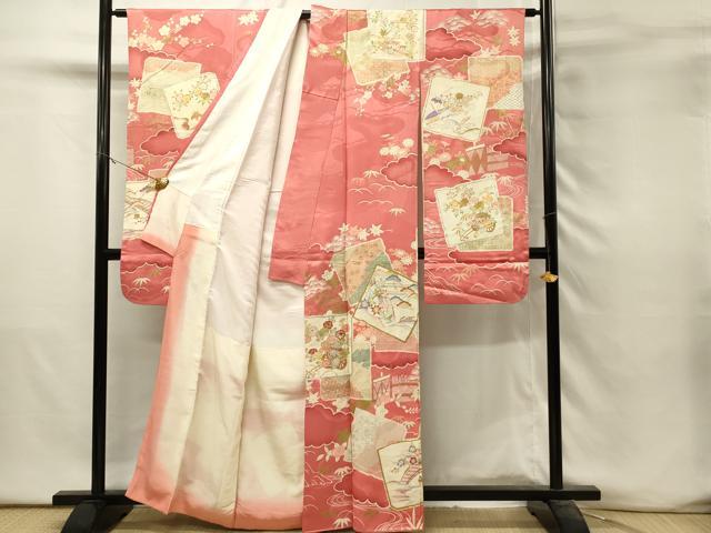 平和屋着物■豪華振袖 駒刺繍 色紙重ね花文 金糸 正絹 逸品 DABH3246qp