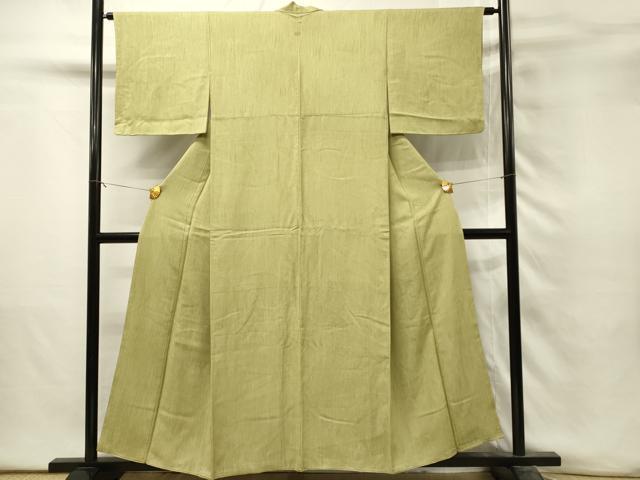 平和屋着物■上質な色無地 間道地紋 枯草色 正絹 逸品 DABH3256qp