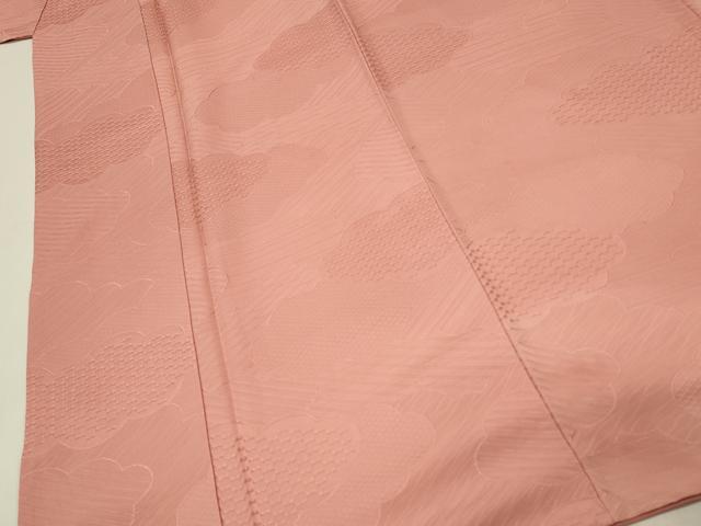 平和屋着物■上質な色無地 雲重ね地紋 東雲色 正絹 逸品 DABH3261qp