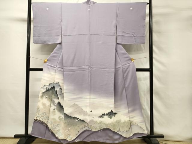 平和屋着物■豪華色留袖 遠山飛鶴松文 暈し染め 金彩 正絹 逸品 DABH3271qp
