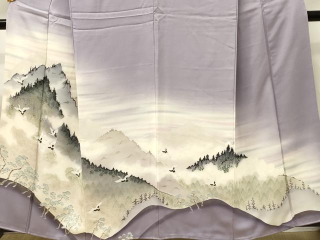 平和屋着物■豪華色留袖 遠山飛鶴松文 暈し染め 金彩 正絹 逸品 DABH3271qp