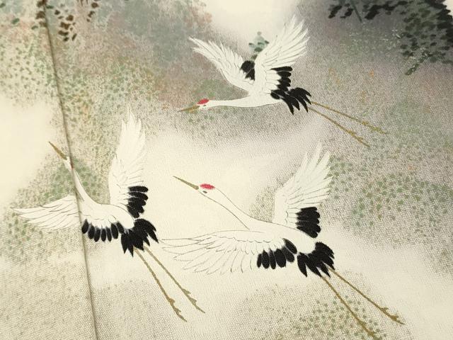 平和屋着物■豪華色留袖 遠山飛鶴松文 暈し染め 金彩 正絹 逸品 DABH3271qp