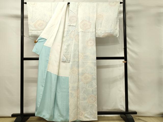 平和屋着物■上質な小紋 絞り 幾何学文 暈し染め 正絹 逸品 DABH3273qp