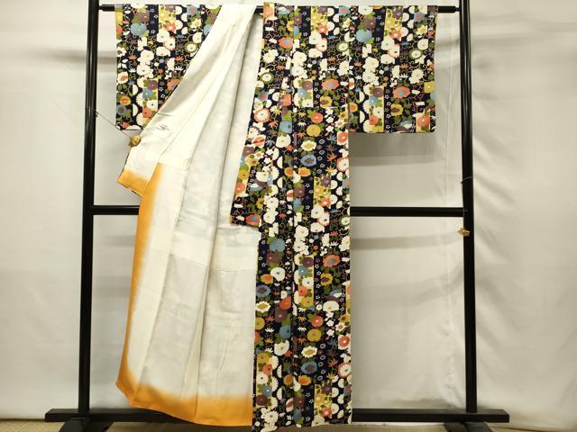 平和屋着物■上質な小紋 短冊花菊文 金彩 やまと誂製 正絹 逸品 DABH3292qp