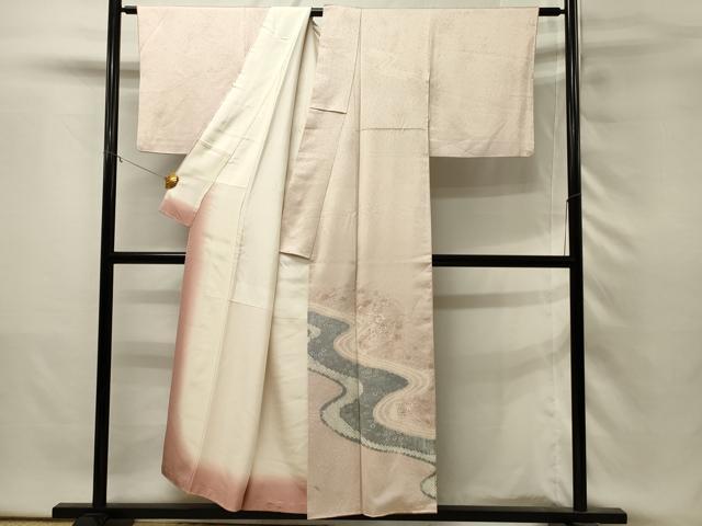 平和屋着物■訪問着 絞り 刺繍 流水花車文 正絹 逸品 DABH3294yqp