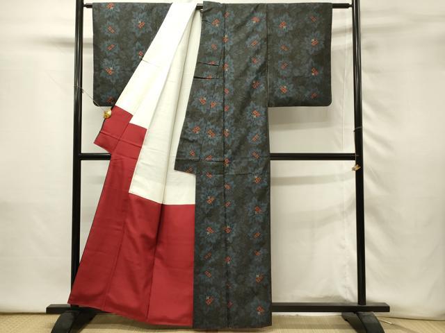 平和屋着物■本場村山大島紬 草花間道 正絹 逸品 DABH3295qp