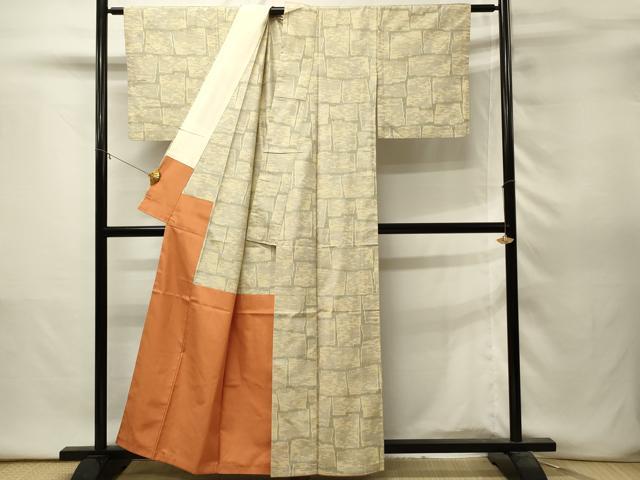 平和屋着物■上質な紬 変わり格子 胴抜き仕立て 正絹 逸品 DABH3298qp