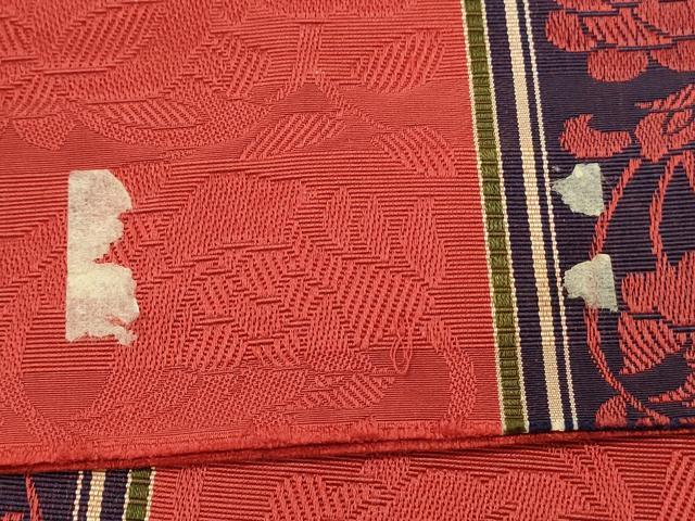 平和屋着物◎本場筑前博多織 半幅帯 更紗花唐草間道 脇山忠道作 証紙付き 正絹 逸品 DABH3340qp