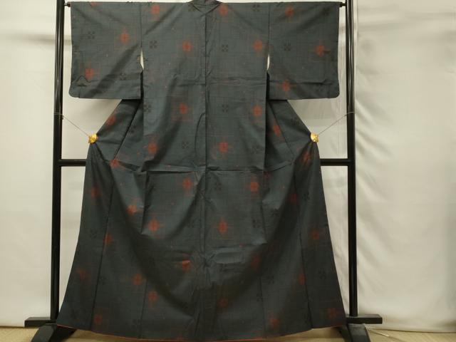 平和屋着物■本場大島紬 7マルキ 幾何学文 正絹 逸品 DABH3356qp