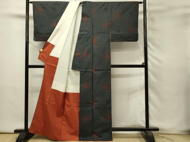 平和屋着物■本場大島紬 7マルキ 幾何学文 正絹 逸品 DABH3356qp
