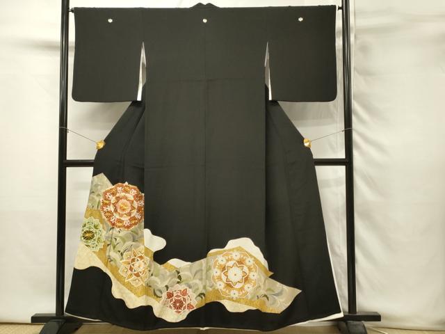 平和屋着物■豪華黒留袖 駒刺繍 正倉院花文 金彩 正絹 逸品 DABH3364qp