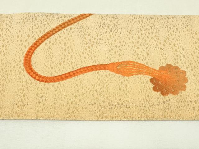 平和屋着物◎九寸名古屋帯 総刺繍 結び紐文 金糸 正絹 逸品 DABH3390qp