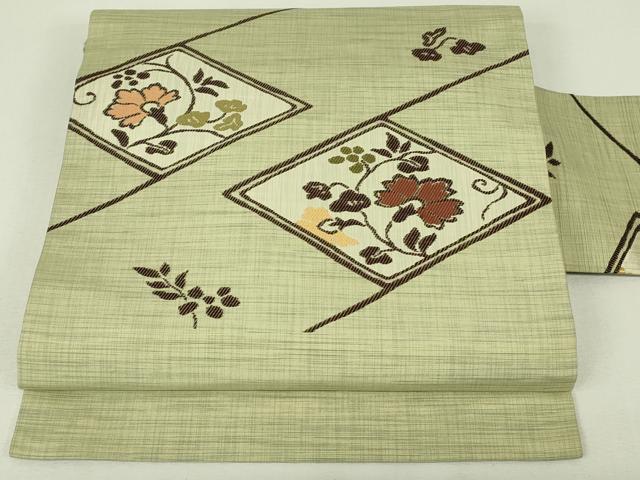 平和屋着物◎九寸名古屋帯 花菱文 正絹 逸品 DABH3393qp