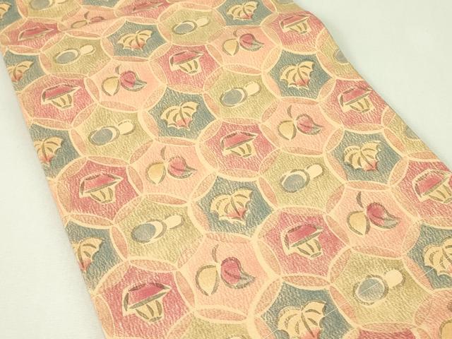 平和屋着物◎九寸開き名古屋帯 成り物 抽象文様 正絹 逸品 未使用 DABH3399qp