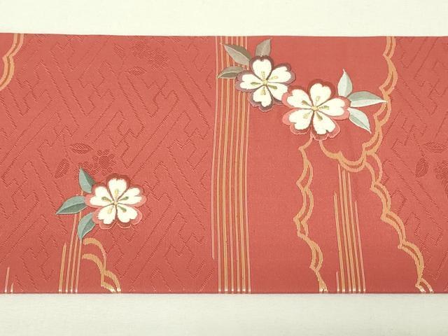 平和屋着物◎九寸名古屋帯 刺繍 舞花文 金糸 正絹 逸品 DABH3415qp