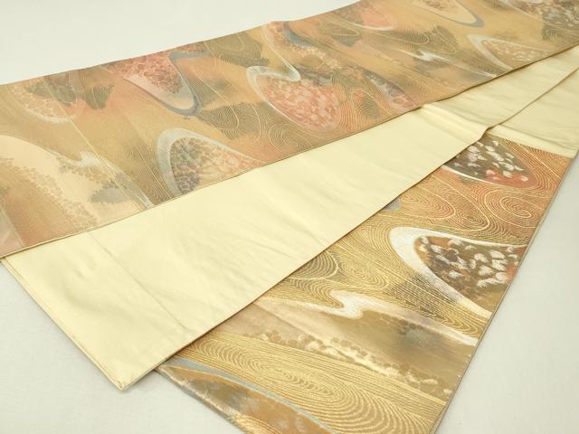 平和屋着物◎六通柄袋帯 流水文 ふるさと 金銀糸 正絹 逸品 DABH3431qp