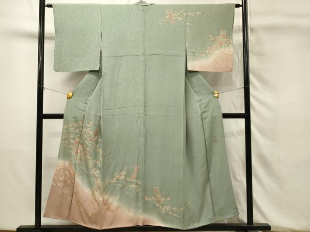 平和屋着物■訪問着 作家物 刺繍 短冊花文 暈し染め 金彩 正絹 逸品 DABH3458qp