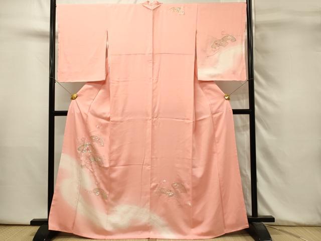 平和屋着物■訪問着 駒刺繍 絞り 地紙花文 暈し染め 金彩 正絹 逸品 未使用 DABH3461qp