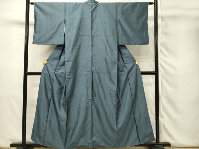 平和屋着物■上質な紬 霞文 御召御納戸色 正絹 逸品 DABH3470qp