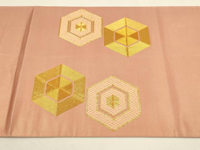 平和屋着物◎太鼓柄袋帯 駒刺繍 総刺繍 亀甲文 金糸 正絹 逸品 DABH3503qp