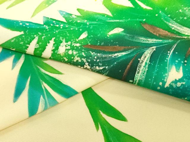 平和屋着物▼塩瀬 名古屋帯 帯反物 ろうけつ染め 草葉文 逸品 未使用 DABH3542zy
