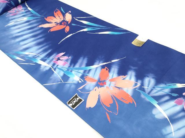 平和屋着物*夏物 浴衣 反物 着尺 注染 草花文 綿 逸品 未使用 DABH3565zy