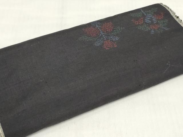 平和屋着物▼結城紬 反物 着尺 80亀甲 飛び亀甲柄 草花文 逸品 未使用 DABH3597zy