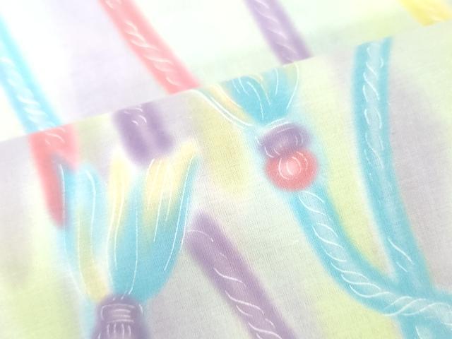 平和屋着物*夏物 浴衣 反物 着尺 Roberta di Camerino 組紐文 クインサイズ 綿 逸品 未使用 DABH3646zy