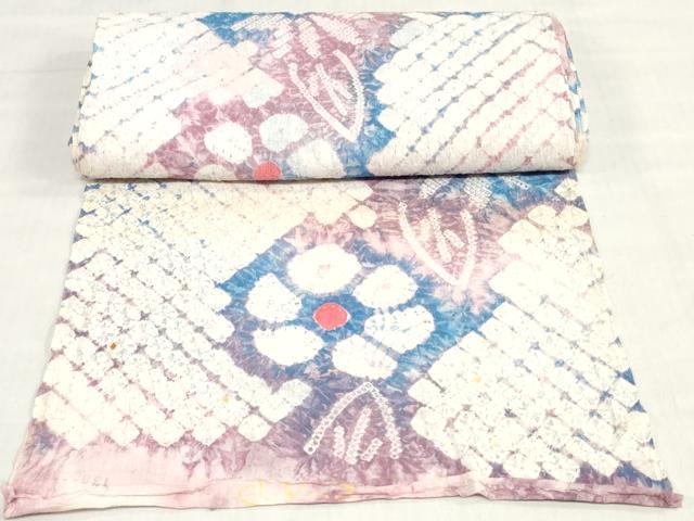 平和屋着物*夏物 有松鳴海絞 浴衣 反物 着尺 舞花文 綿 逸品 未使用 DABH3647zy