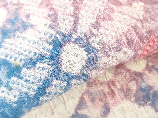 平和屋着物*夏物 有松鳴海絞 浴衣 反物 着尺 舞花文 綿 逸品 未使用 DABH3647zy