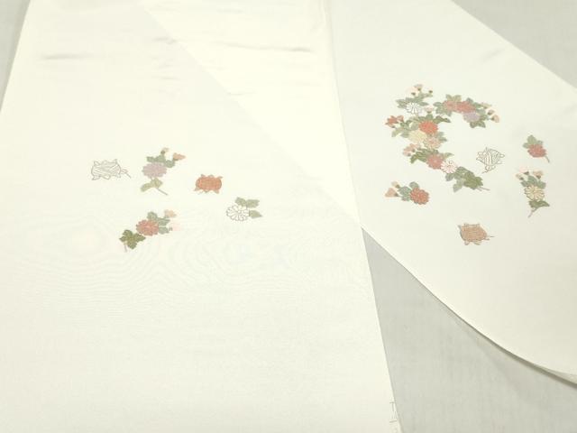 平和屋着物●中国三大刺繍 相良刺繍 総刺繍 付下げ 反物 着尺 草花文 証紙付き 逸品 未使用 DABH3688zy